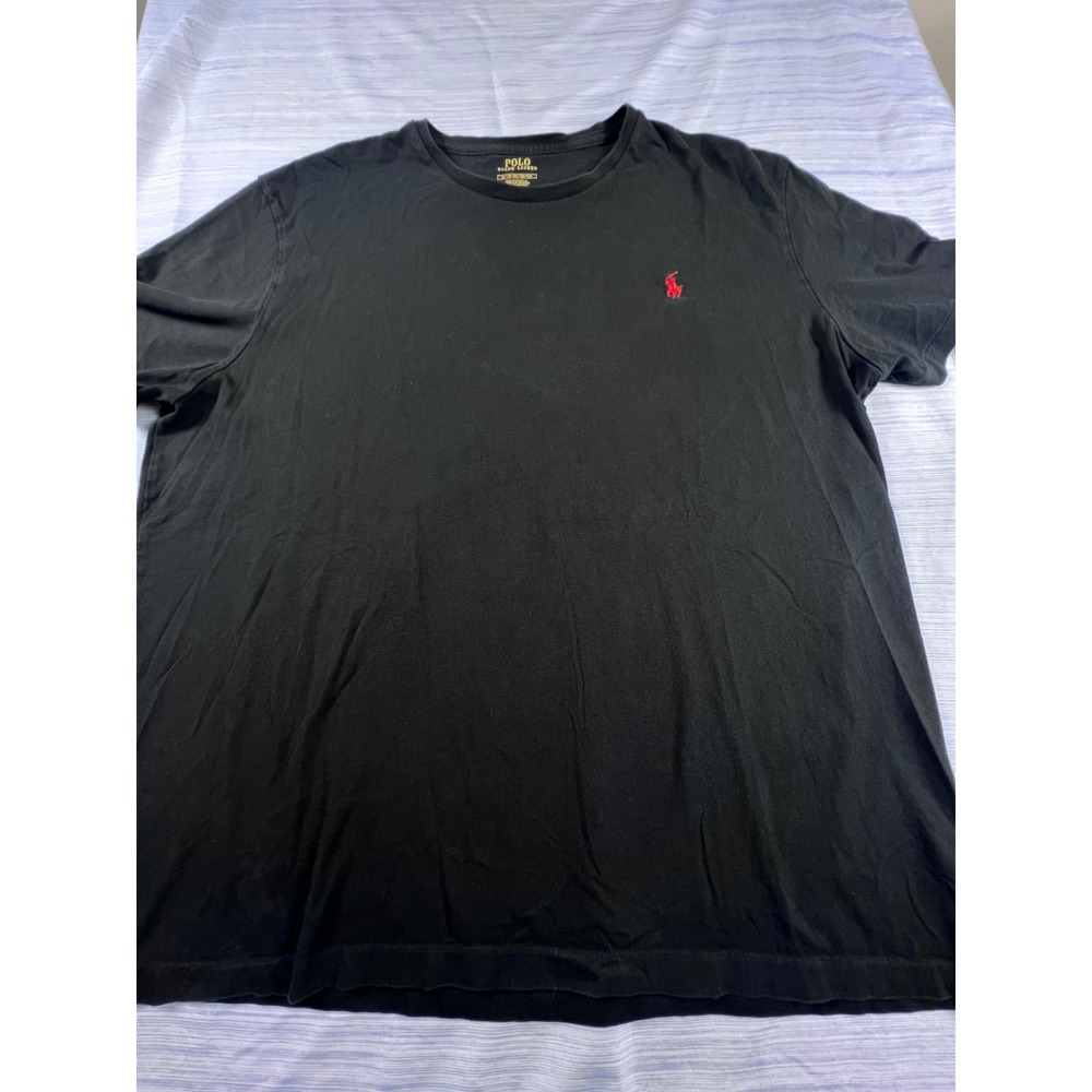 Polo Ralph Lauren Mens XL Black Short Sleeve Crew Neck Red Pony‎ Logo T-Shirt